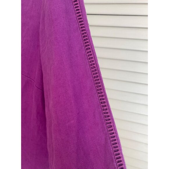 Purple Linen V-Neck 3/4 Sleeve Blouse Women's Loose Fit Size L - Picture 4 of 6